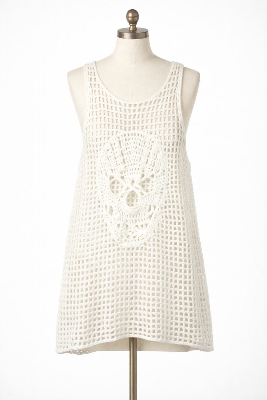 Skull Cashmere | Knit Tank Top Skull on Back White